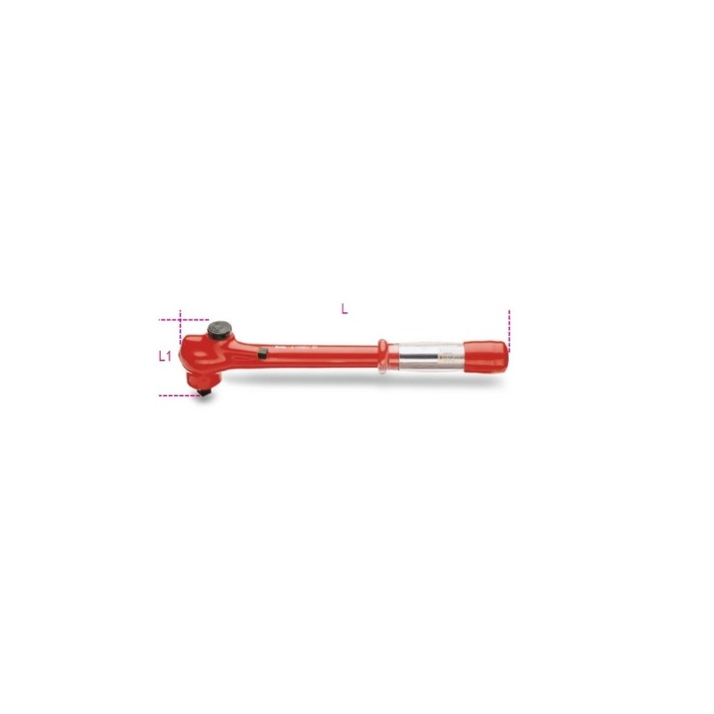 606MQ/50 Llave dinamométrica de resorte con carraca reversible, aislada
