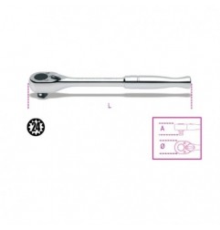 920M/55 Carraca reversible con cuadrado macho de 1/2&quot,, con mango de metal cromado