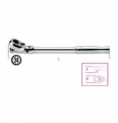 920M/56 Carraca reversible articulada con cuadrado macho de 1/2&quot,, con mango de metal cromado
