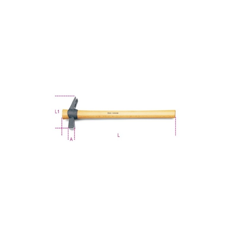 1376X 400 Martillo encofrador de cabeza cuadrada y boca sacaclavos con portaclavos e imán, mango en madera