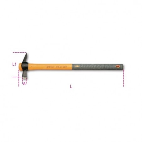 1376XT 250 Martillo encofrador de cabeza cuadrada y boca sacaclavos con portaclavos e imán, mango de plástico