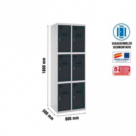 SIMONLOCKER DESM. 3 PUERTAS 2/6 400 (800) GR/AN