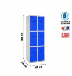 SIMONLOCKER DESM. 3 PUERTAS 2/6 400 (800) GR/AZ