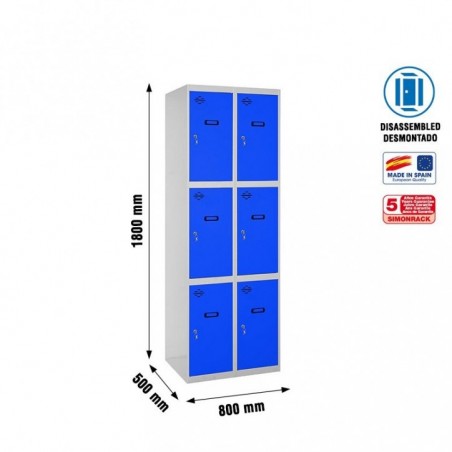 SIMONLOCKER DESM. 3 PUERTAS 2/6 400 (800) GR/AZ