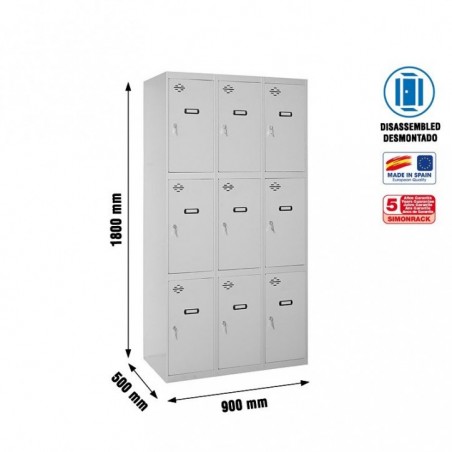 SIMONLOCKER DESM. 3 PUERTAS 3/9 300 (900) GRIS