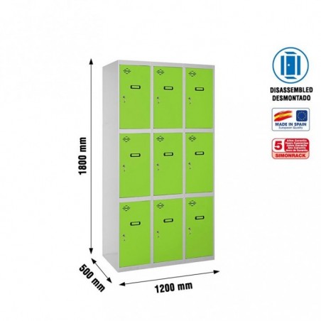 SIMONLOCKER DESM. 3 PUERTAS 3/9 400 (1200) GR/VE