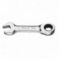 142C 19 Llave combinada recta corta con carraca, cromada