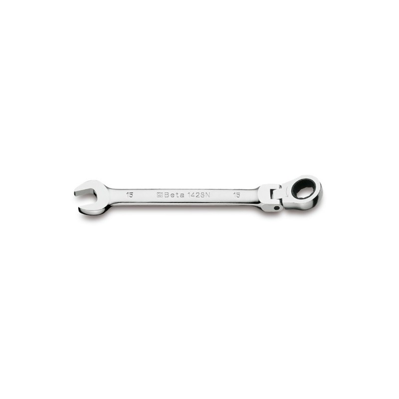 142SN 9 Llave combinada articulada con carraca, cromada