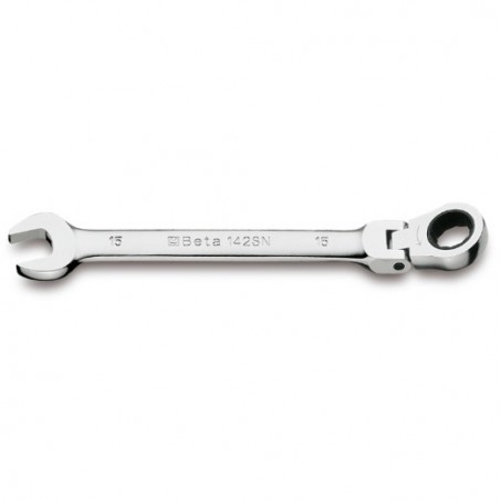 142SN 19 Llave combinada articulada con carraca, cromada