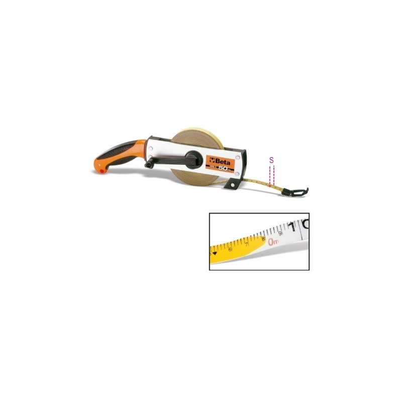 1694B/L50 Disco métrico con mango, carca de aluminio, cinta de acero esmaltado