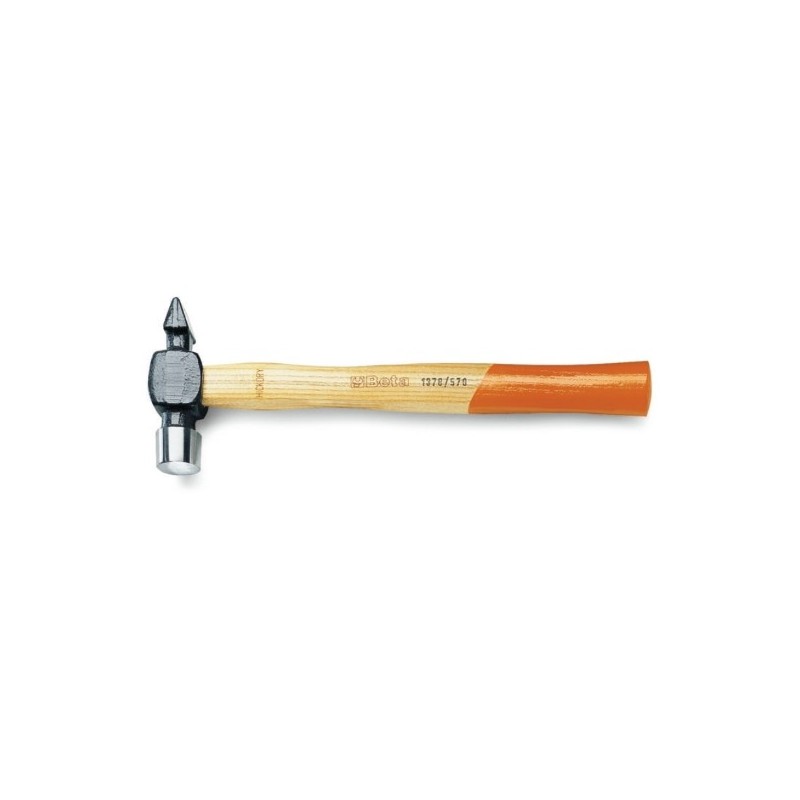 1378 570 Martillo de cabeza redonda y boca simétrica para caldereros y hojalateros, mango de madera