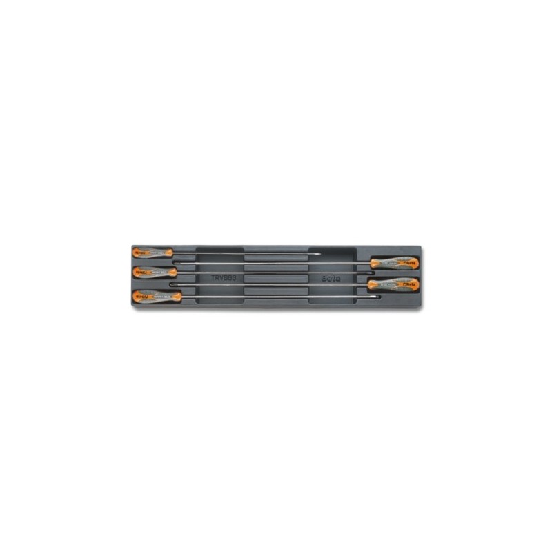 T183 Termoformado rígido con destornilladores planos y Phillips&reg,, modelo largo, BetaMax