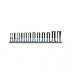 910ASL/SB12 Juego de 12 vasos de 3/8&quot, poligonales largos, en soporte