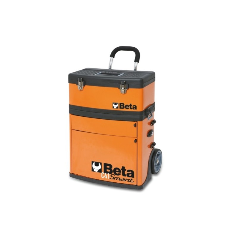 C41S Trolley portaherramientas con 2 módulos apilables, naranja