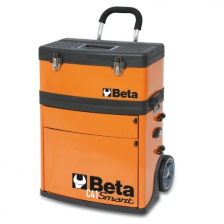 C41S Trolley portaherramientas con 2 módulos apilables, naranja