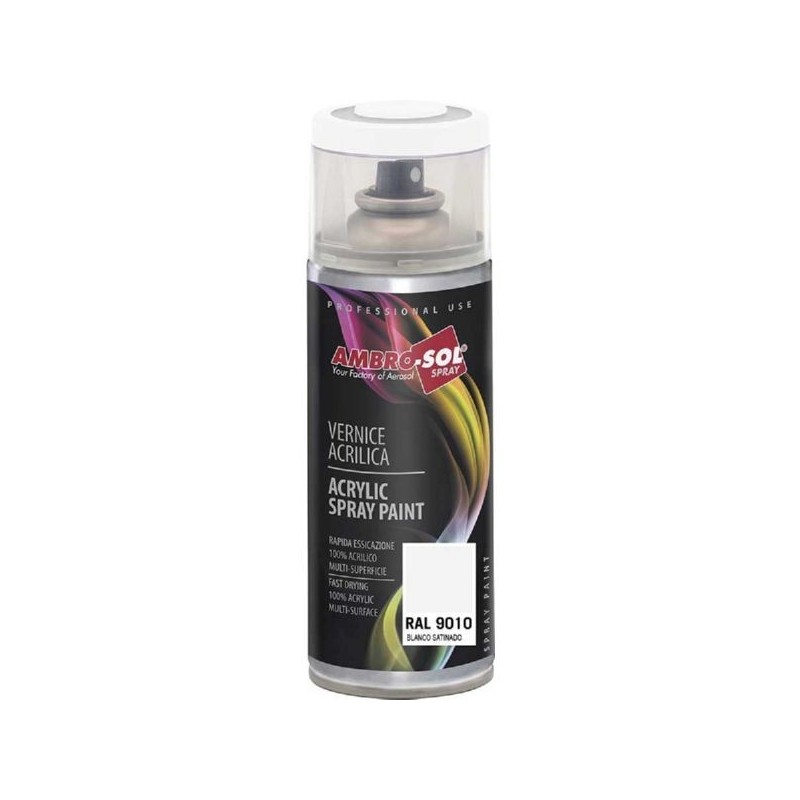 Pintura acri­lica 400 ml RAL 9010 BLANCO SATINADO (60 gloss)
