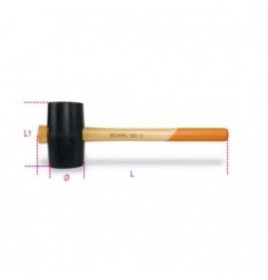 1393 50 Maza con cabeza de caucho duro, mango de madera