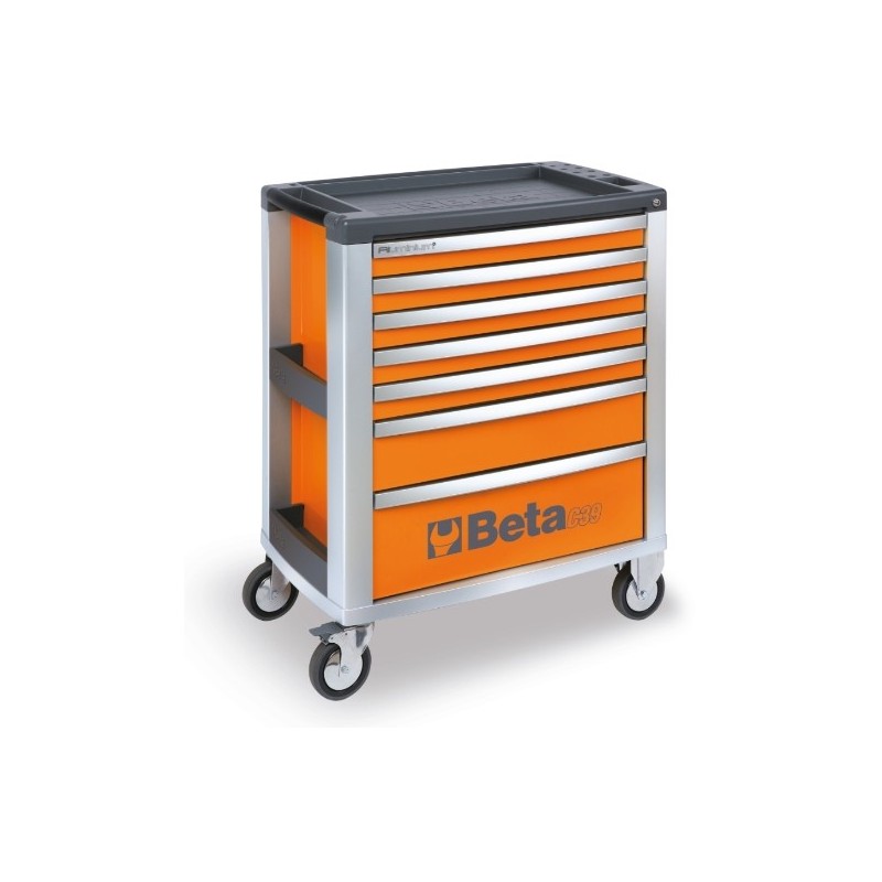 C39-7/O Cajonera móvil con 7 cajones, naranja