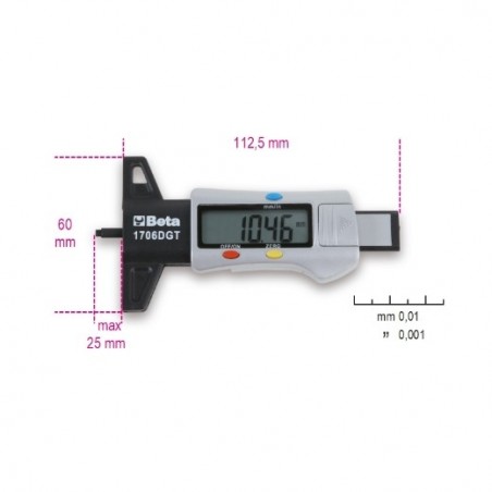 1706DGT Calibre digital de la profundidad del dibujo de los neumáticos