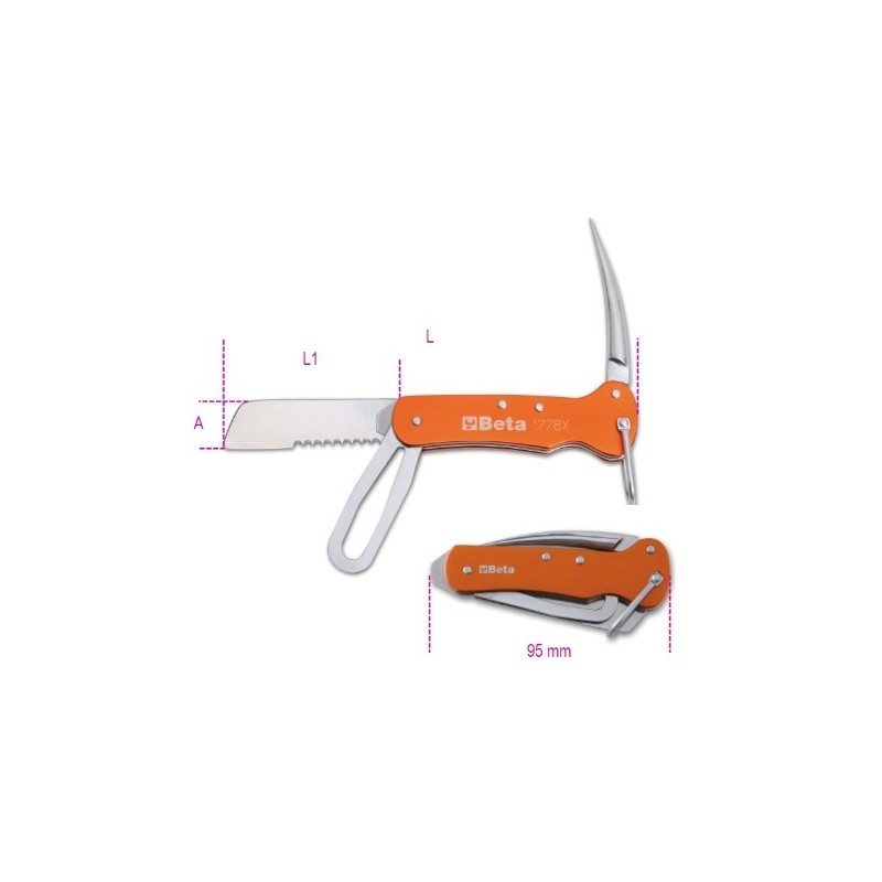 1778X Navaja náutica con mango de aluminio y acero inoxidable