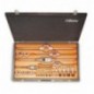 446ASG/C23 Surtido de machos y terrajas de acero cromado y accesorios de rosca cilíndrica GAS, en caja de madera
