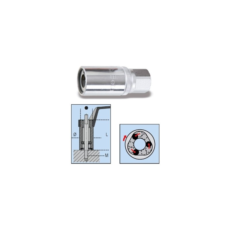 1433 6 Extractor de rodillos para espárragos con cuadrado hembra de 1/2&quot,