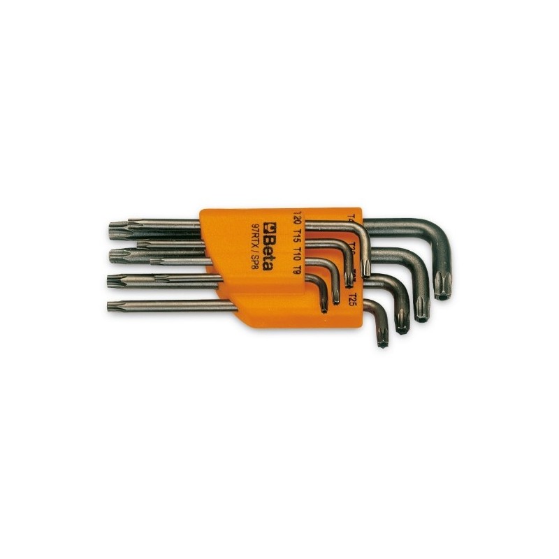 97RTX/SC8 Juego de 8 llaves acodadas para tornillos Tamper Resistant Torx&reg,, bruñidas, con soporte
