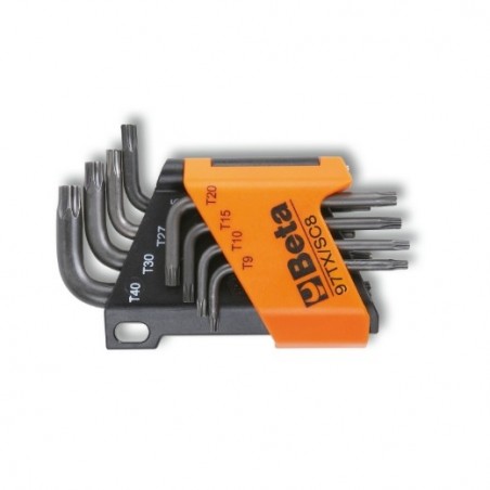 97TX/SC8 Juego de 8 llaves acodadas para tornillos Torx&reg,, bruñidas, con soporte