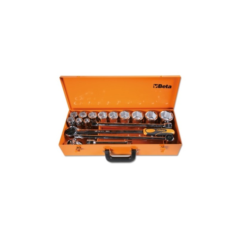 928AS/C12 Surtido de 12 vasos hexagonales y 5 accesorios, en caja de metal