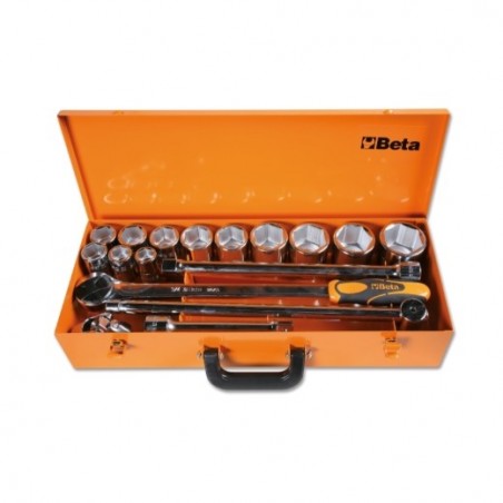 928AS/C12 Surtido de 12 vasos hexagonales y 5 accesorios, en caja de metal