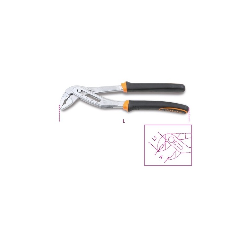 1048BM 250 Alicate multitoma regulable de bisagra cerrada, con mangos en bimaterial