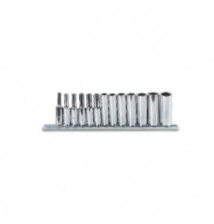 900L/SB13 Juego de 13 vasos de 1/4&quot, hexagonales largos, en soporte