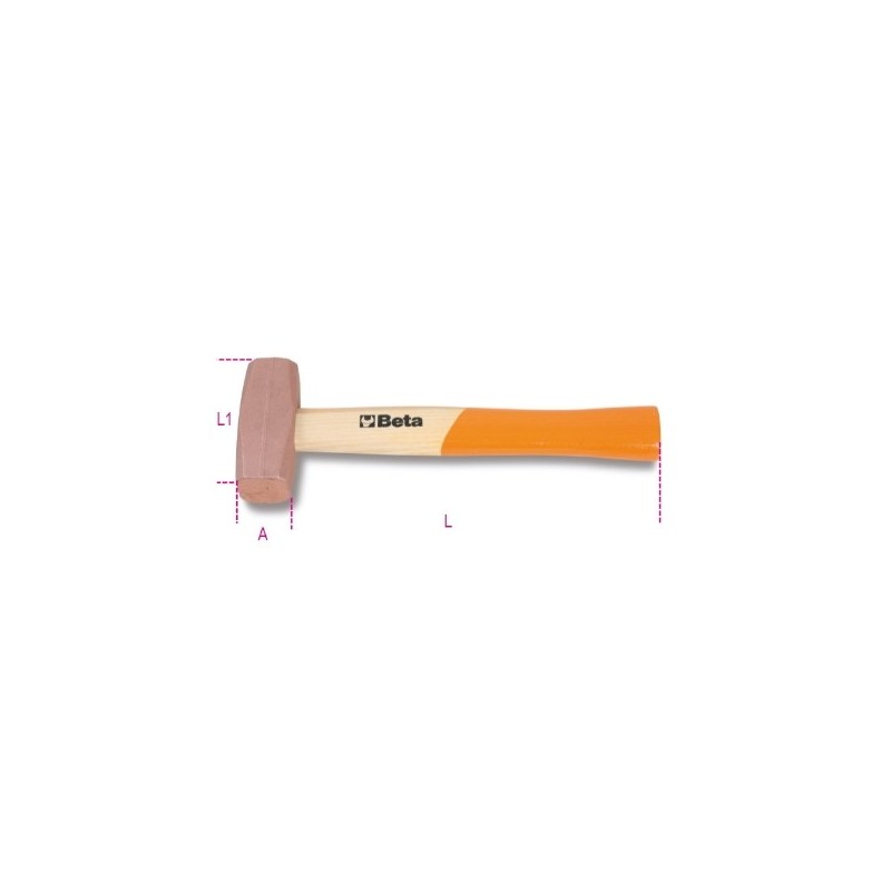 1385 400 Mazo con cabeza de cobre, mango de madera
