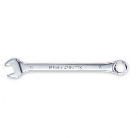 42INOX 10 Llave combinada con una boca fija y otra de estrella en ángulo, de acero inoxidable