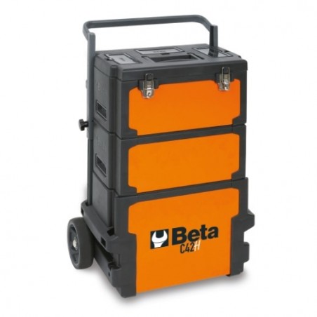 C42H Trolley portaherramientas de 3 módulos apilables, naranja