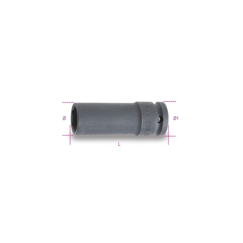 720LS 13 Vaso de impacto de 1/2&quot, hexagonal largo fino