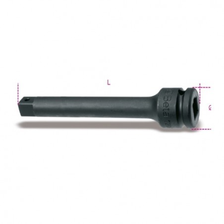 728/22L Alargadera de impacto con cuadrado macho y hembra de 3/4&quot,