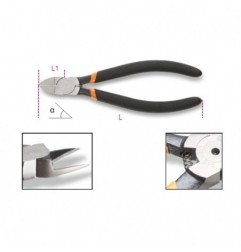 1080D 45 Alicate de corte diagonal raso, con mangos recubiertos con 2 capas de PVC antideslizante