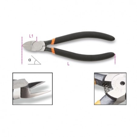 1080D 45 Alicate de corte diagonal raso, con mangos recubiertos con 2 capas de PVC antideslizante