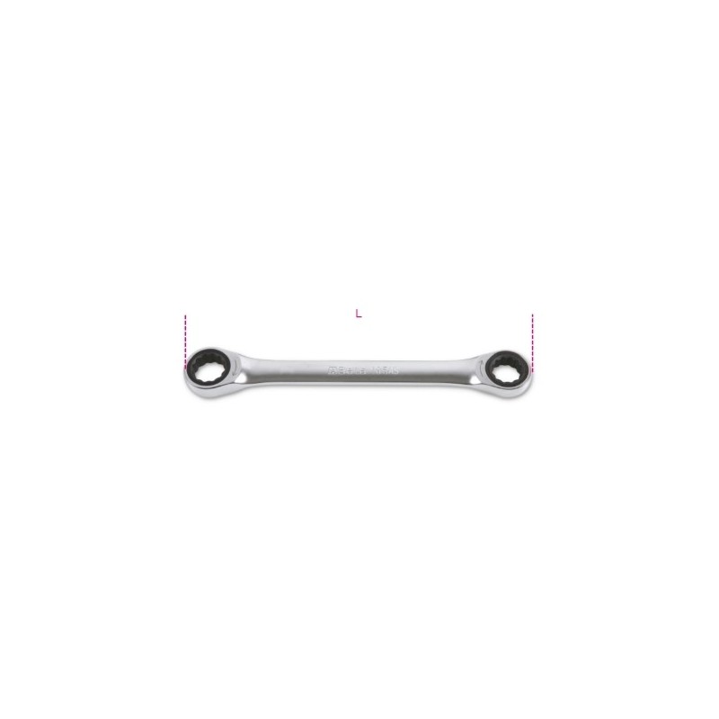 195AS 11/16X3/4 Llave de carraca poligonal doble, cromada