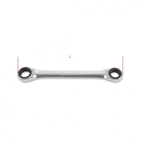 195AS 11/16X3/4 Llave de carraca poligonal doble, cromada