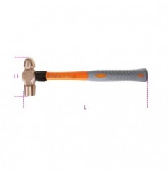 1377BA 340PL Martillo de cabeza redonda y boca esférica para caldereros y hojalateros, mango de fibra, antichispa