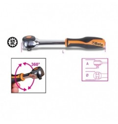 910/58 Carraca reversible con mango giratorio con cuadrado macho de 3/8&quot,