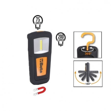 1838COB Lámpara recargable compacta con LED de muy alta luminosidad, batería de polímero de litio