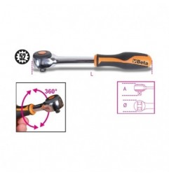 920/58 Carraca reversible con mango giratorio con cuadrado macho de 1/2&quot,