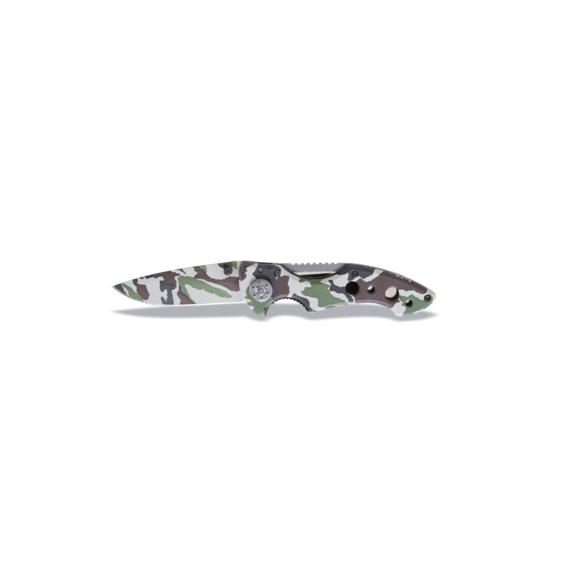 1778CM Navaja de camuflaje con hoja de acero templada, en funda