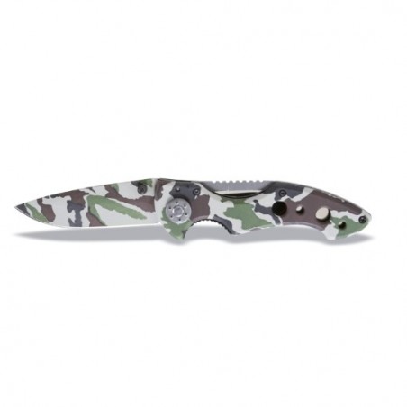 1778CM Navaja de camuflaje con hoja de acero templada, en funda