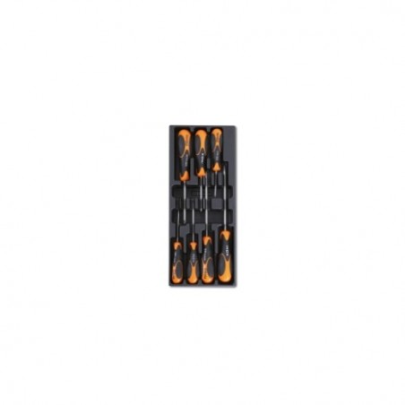 T228 Termoformado rígido con destornilladores planos y Phillips&reg,, de acero inoxidable
