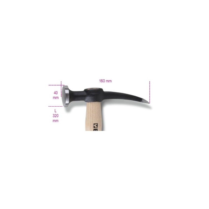 1345 Martillo de aplanar de cabeza convexa, con mango de madera