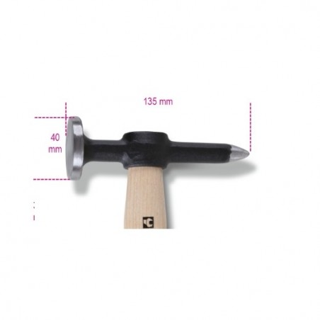 1353 Martillo de aplanar de cabeza plana y peña en punta, con mango de madera